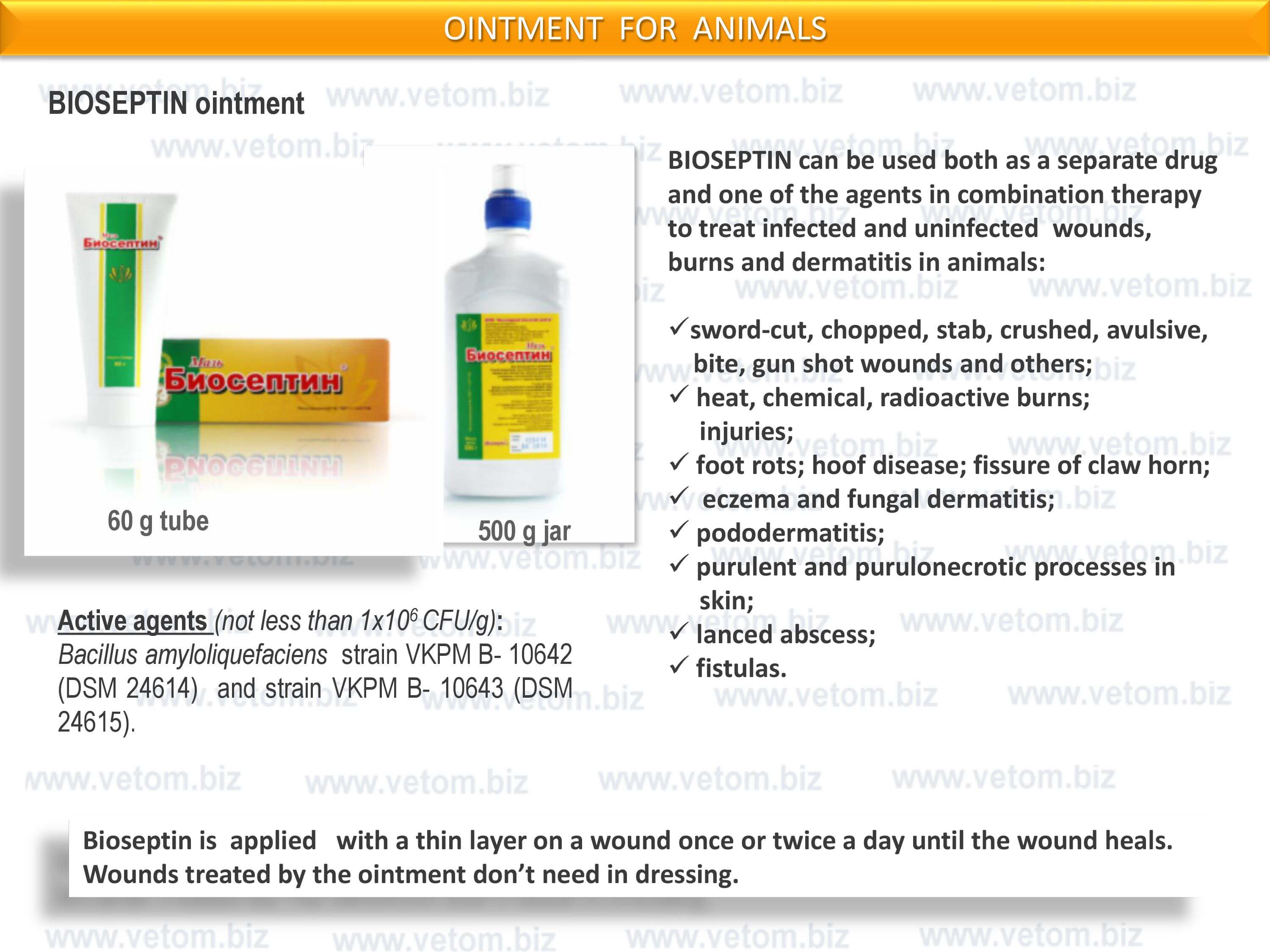 BIOSEPTIN ointment for animals - for the treatment of infected and uninfected wounds, burns and dermatitis